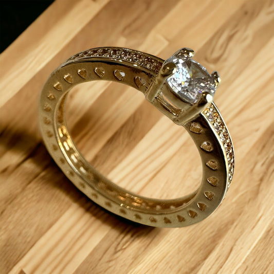 Solitary Ring with Zirconia Accents