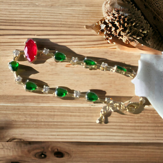 Bracelet Green and Read Accent Stones